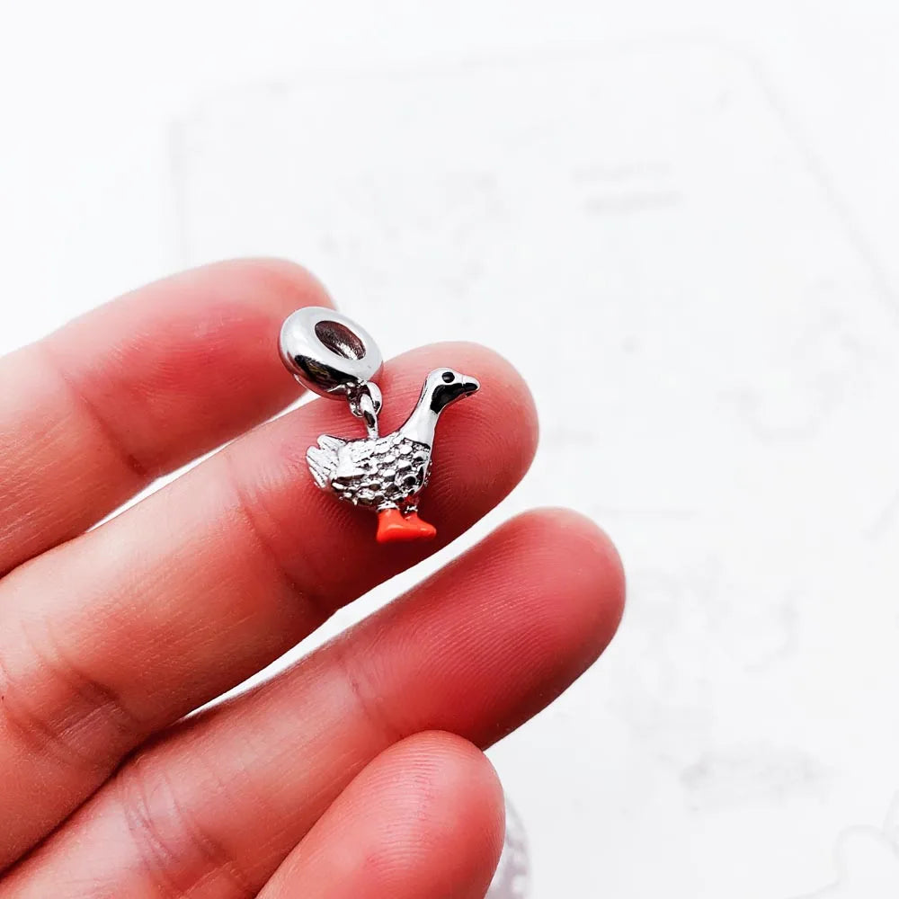 925 Sterling Silver Goose Charms Pendants For Jewelry Making Findings Cute Handmade Accessories DIY