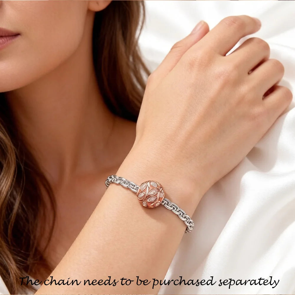 Bead Leaf Tendrils 925 Sterling Silver Rose Gold Color Romantic Gift For Women Europe Feminine Karma Charms Jewelry Accessories