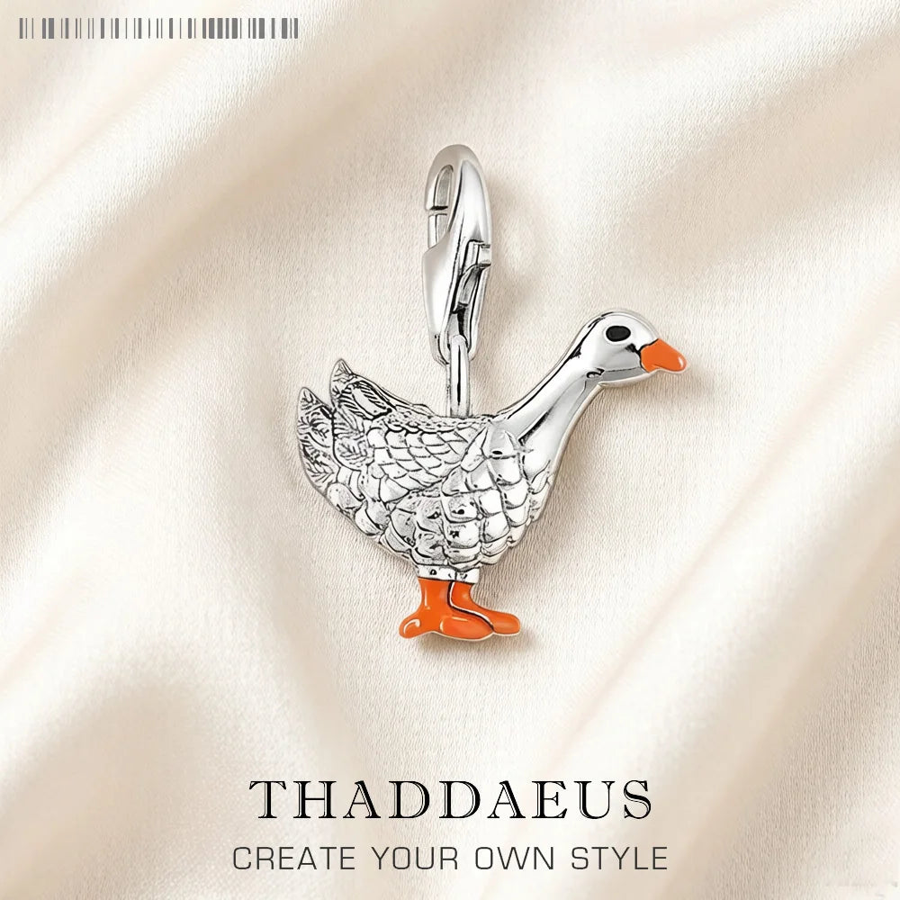 925 Sterling Silver Goose Charms Pendants For Jewelry Making Findings Cute Handmade Accessories DIY