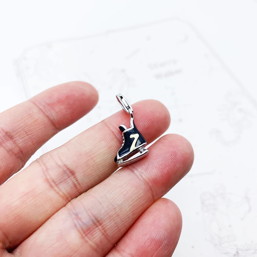 Dangle Charm Pendant Ice Skates For Women Men 925 Sterling Silver Sport Brand New Gift