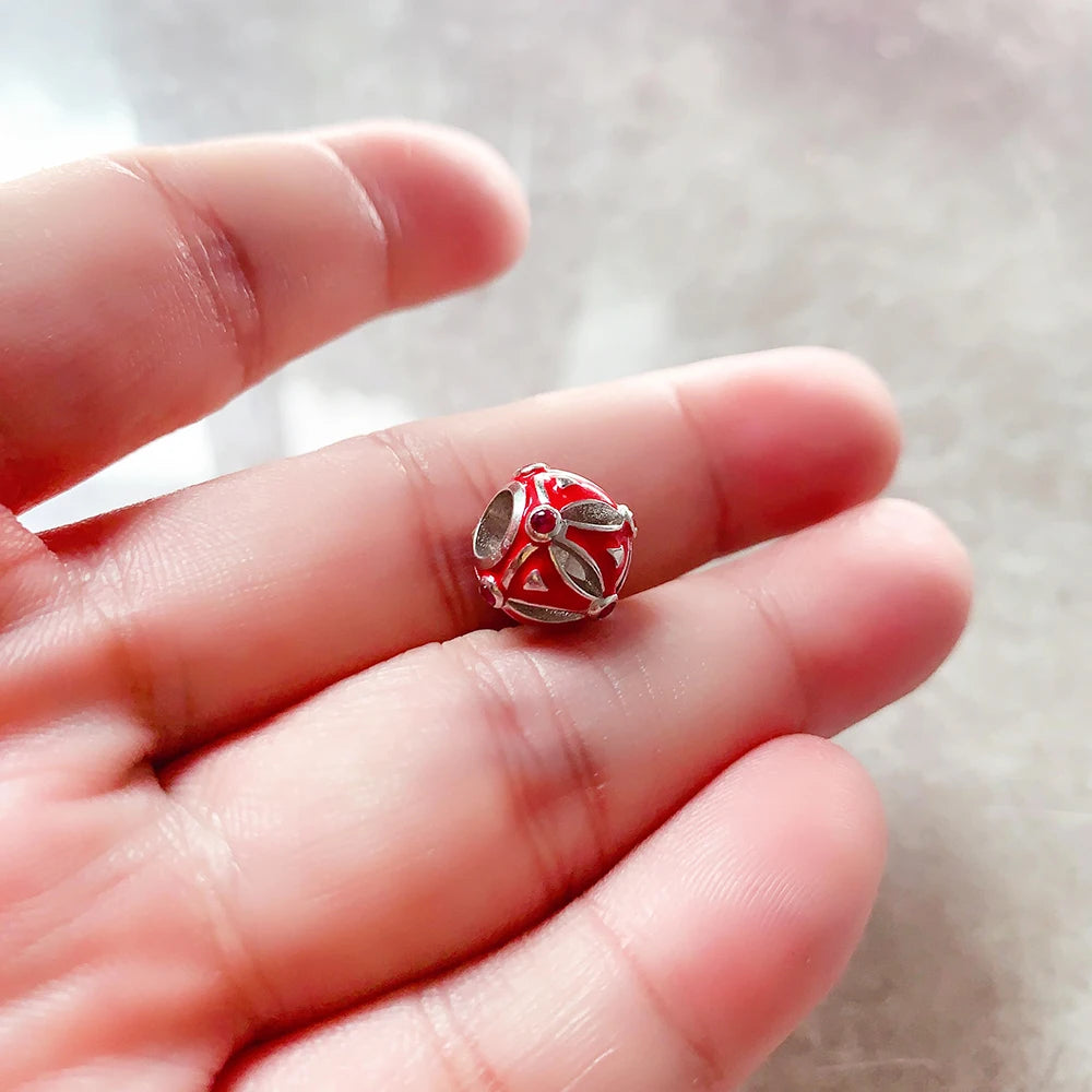 Beads Red Scale 925 Sterling Silver Gift For Women Men Europe Karma Charms Jewelry Accessories
